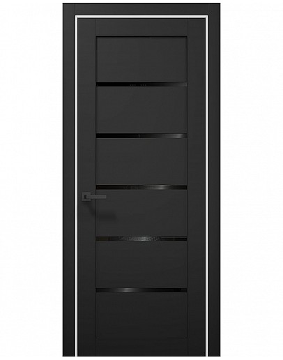 Двері міжкімнатні Папа Карло колекція TETRA T-07 Чорний матовий/Альпійський білий, скло чорне
