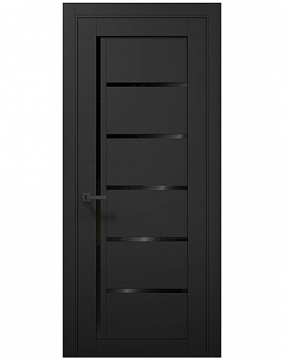 Двері міжкімнатні Папа Карло колекція TETRA T-08 Чорний матовий, скло чорне