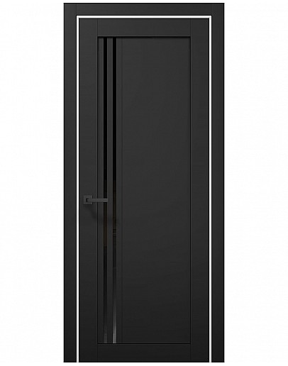 Двері міжкімнатні Папа Карло колекція TETRA T-09 Чорний матовий/Альпійський білий, скло чорне
