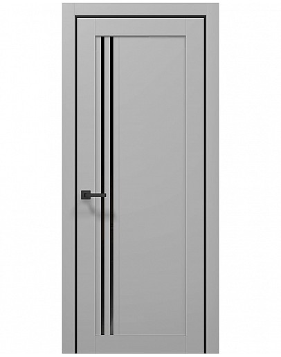 Двері міжкімнатні Папа Карло колекція TETRA T-09 Сірий матовий/Чорний матовий, скло чорне