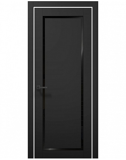 Двери межкомнатные Папа Карло коллекция TETRA T-18 Черный матовый/Альпийский белый, стекло черное