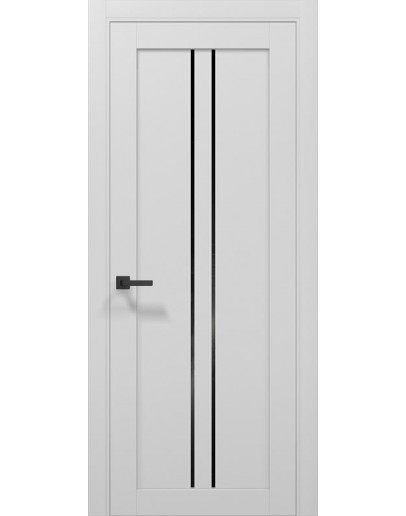 Двері міжкімнатні Папа Карло колекція Tetra T-02 колір Альпійський білий, скло чорне