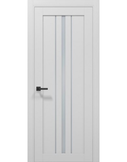 Двері міжкімнатні Папа Карло колекція Tetra T-03 колір Альпійський білий, скло сатін