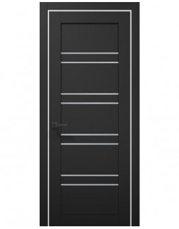 Двери межкомнатные Папа Карло TETRA T-01 Черный матовый/Альпийский белый, стекло сатин