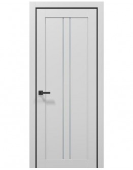 Двери межкомнатные Папа Карло TETRA T-02 Альпийский белый/Черный матовый, стекло сатин