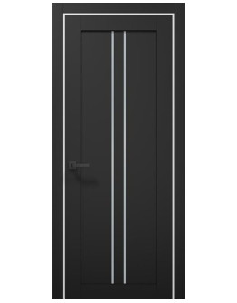 Межкомнатные двери Папа Карло TETRA T-02 Черный матовый/Альпийский белый, стекло сатин