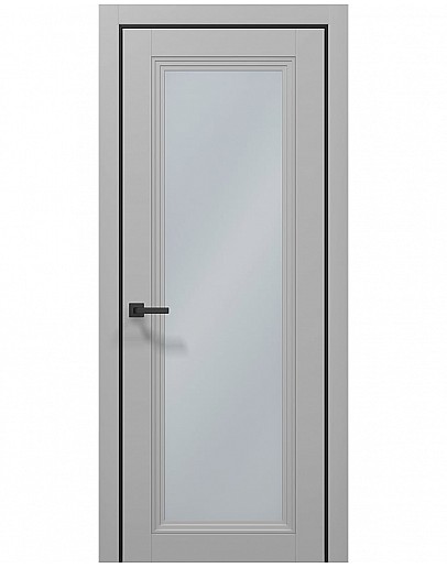 Двері міжкімнатні Папа Карло колекція TETRA T-13 Сірий матовий/Чорний матовий, скло сатін