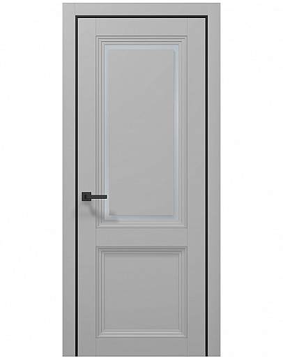Двері міжкімнатні Папа Карло колекція TETRA T-17 Сірий матовий/Чорний матовий, скло сатін